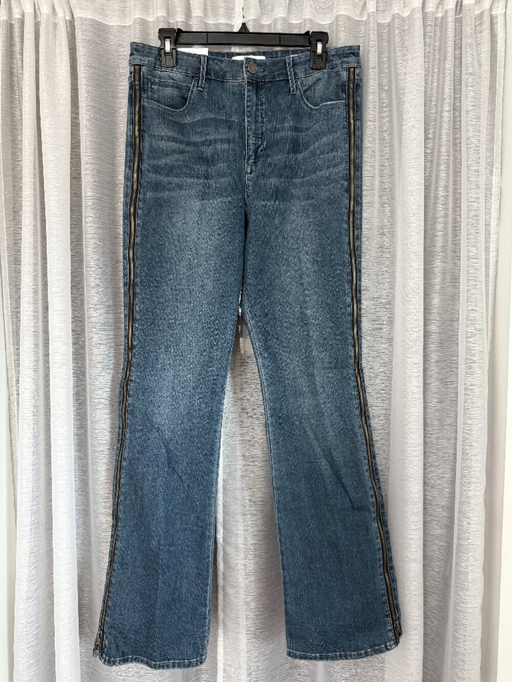 SKINNYGIRL Edgy | Hip-to-Toe Zippered Flare Jeans Size 12 / 31 NWT